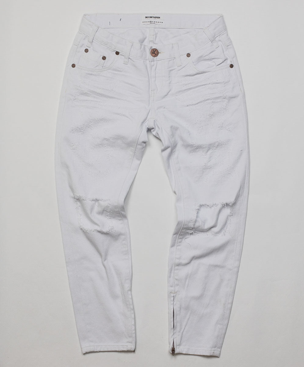 Last Stock Freebirds Low Waist Rigid Skinny Denim Jeans - White Beauty