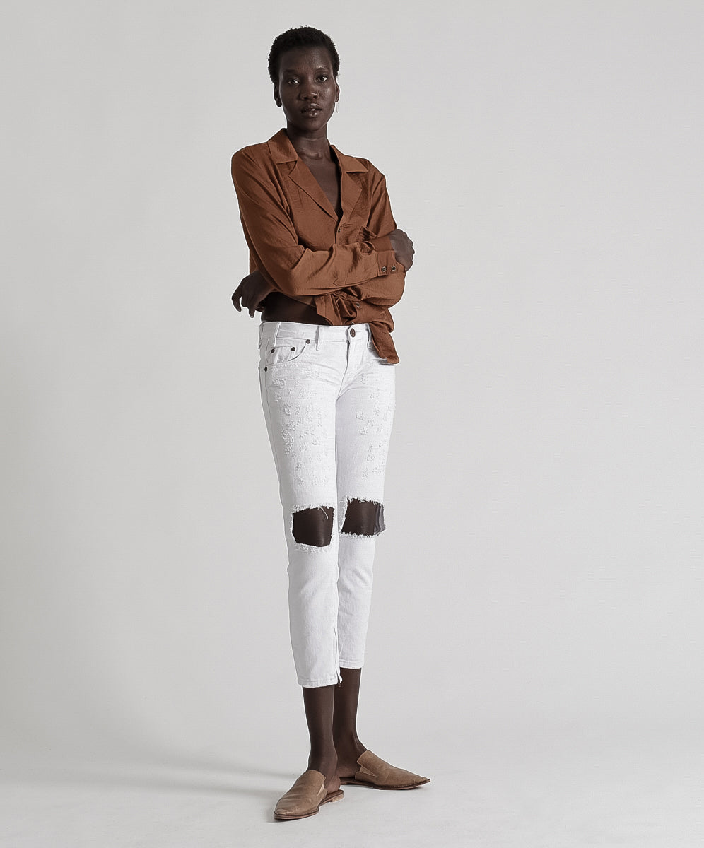 Last Stock Freebirds Low Waist Rigid Skinny Denim Jeans - White Beauty