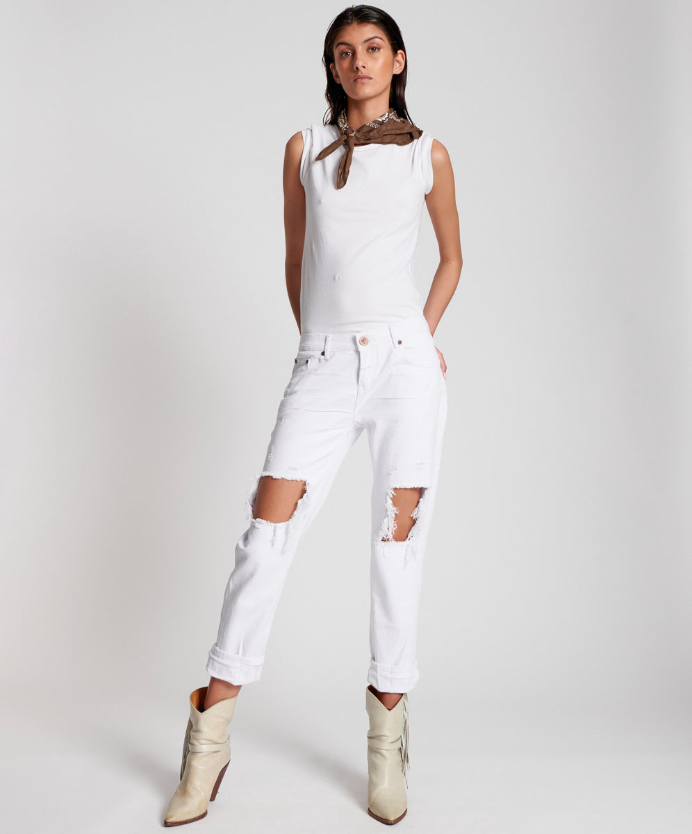 Awesome Baggies Jeans Awesome Baggies Low Waist Straight Leg Denim Jeans - White Beauty