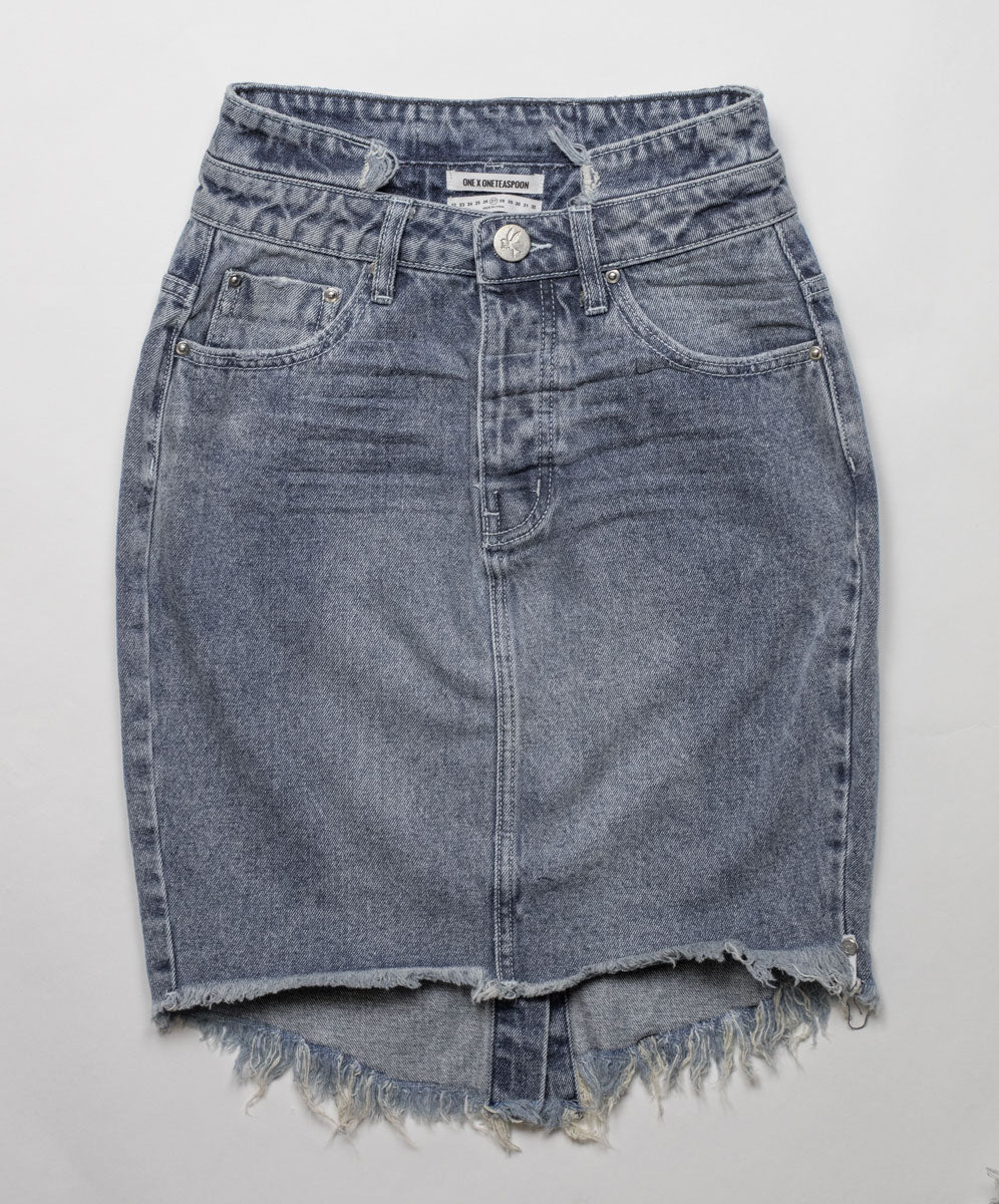 Products 2020 High Waist Mini Denim Skirt - Blue Society