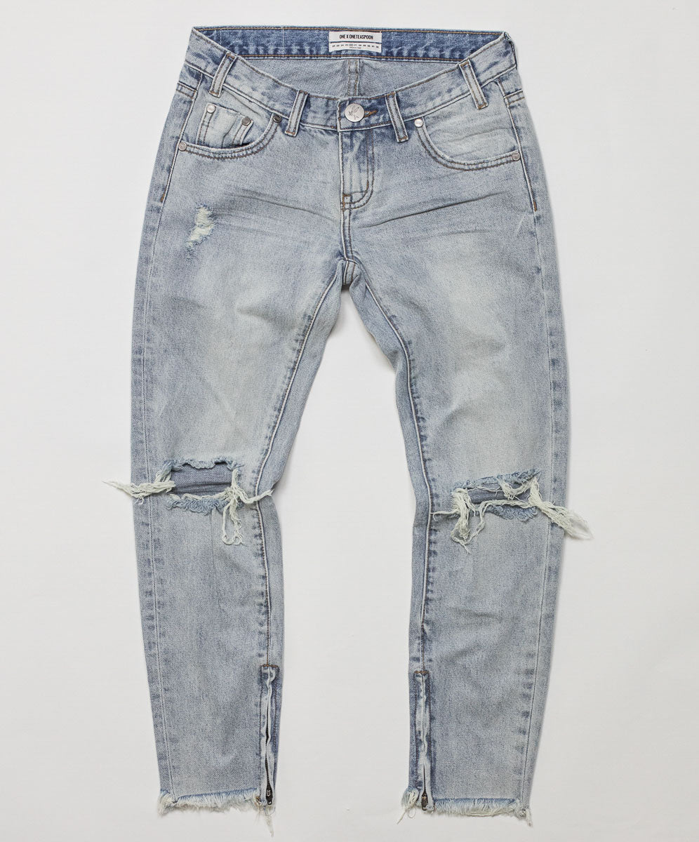 Outlet Sale Women's Jeans Freebirds Low Waist Rigid Skinny Denim Jeans - Blue Hart