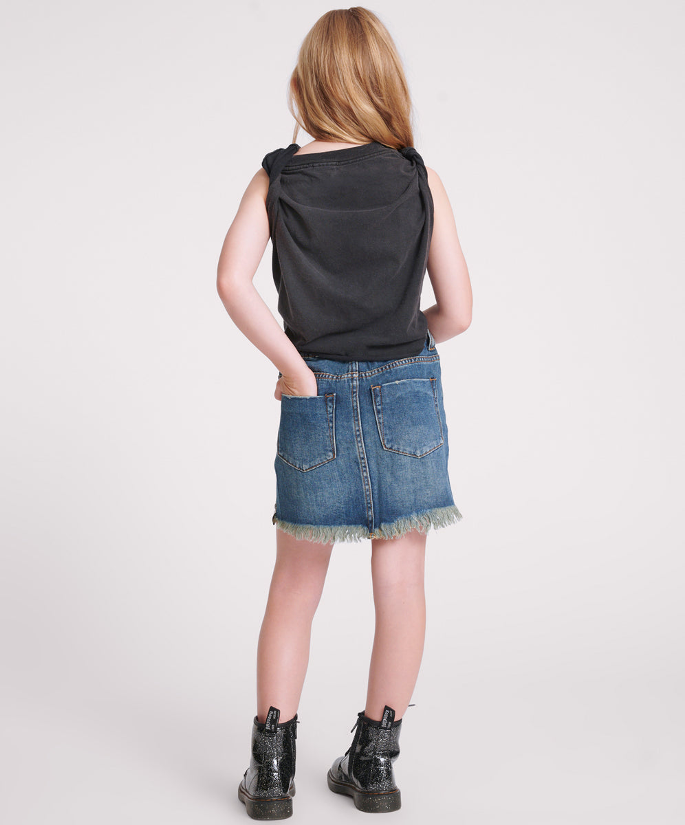 Products 2020 High Waist Mini Denim Skirt - Dirty Indigo