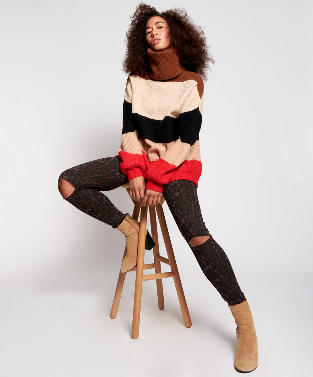 Outlet Sale Women's Jeans Freebirds Ii High Waist Stretch Skinny Denim Jeans - Bronze Leo