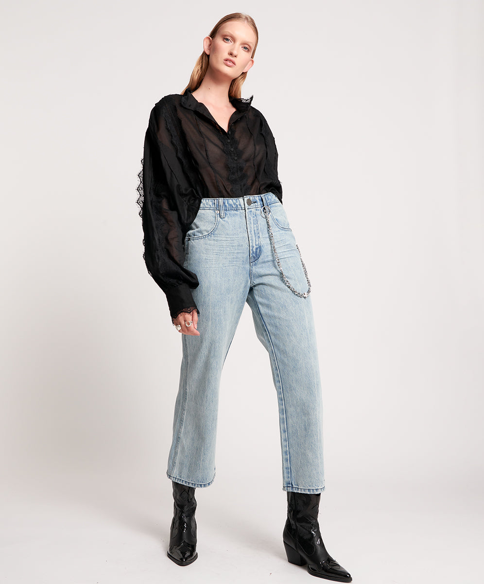 Outlet Sale Women's Jeans Nomad Mid Waist Vintage Fit Denim Jeans - Salty Dog