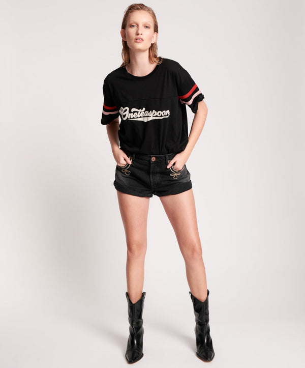 Bandits Low Waist Denim Shorts - Worn Black