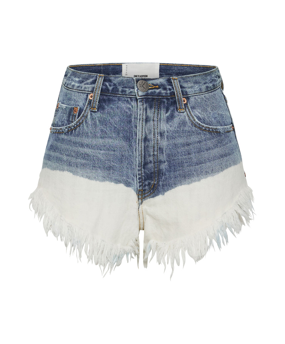 Dirty Blue Denim Outlaws Low Waist Mid Length Denim Shorts - Hollywood