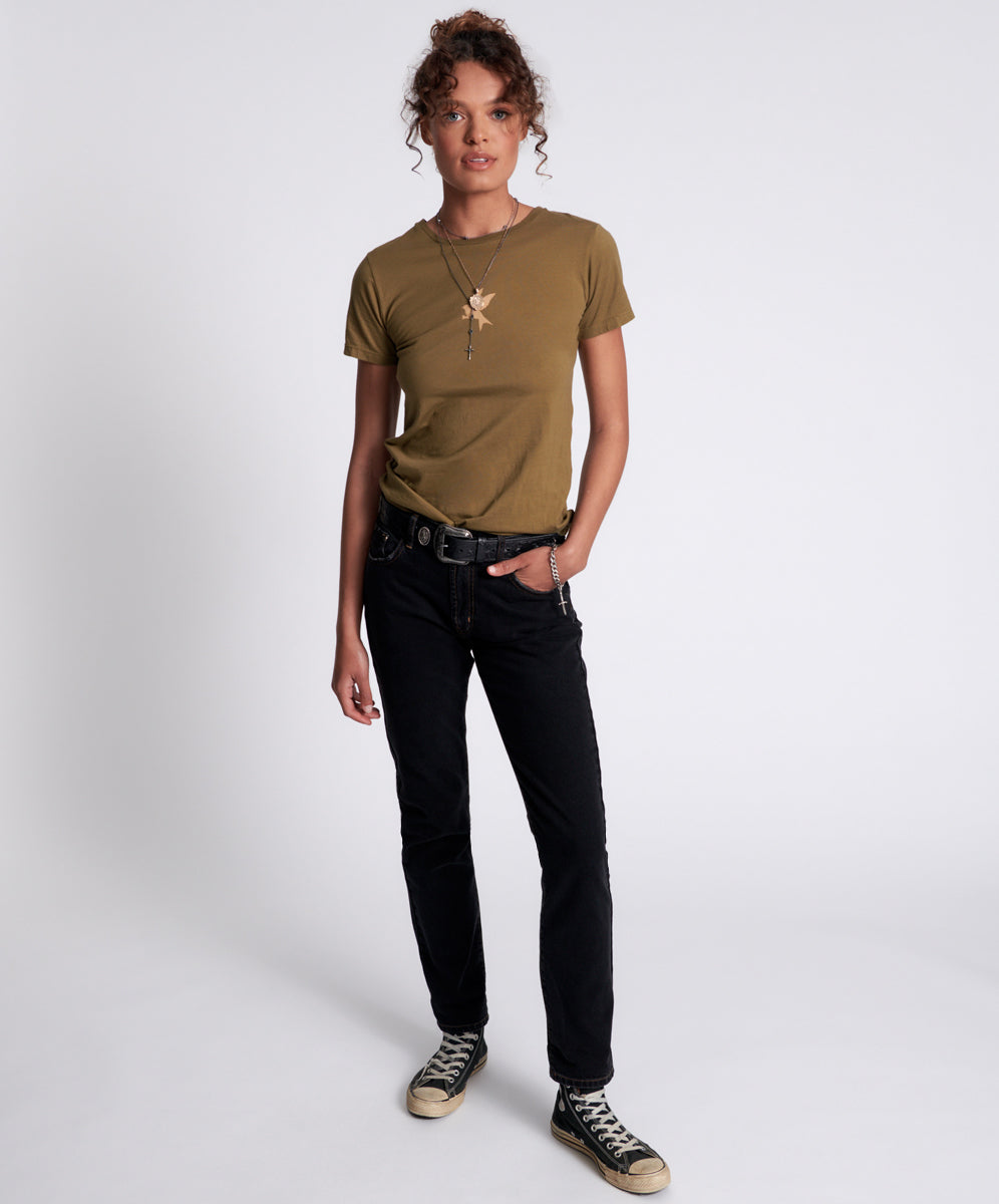 Awesome Baggies Jeans Awesome Baggies High Waist Straight Leg Denim Jeans - Worn Black