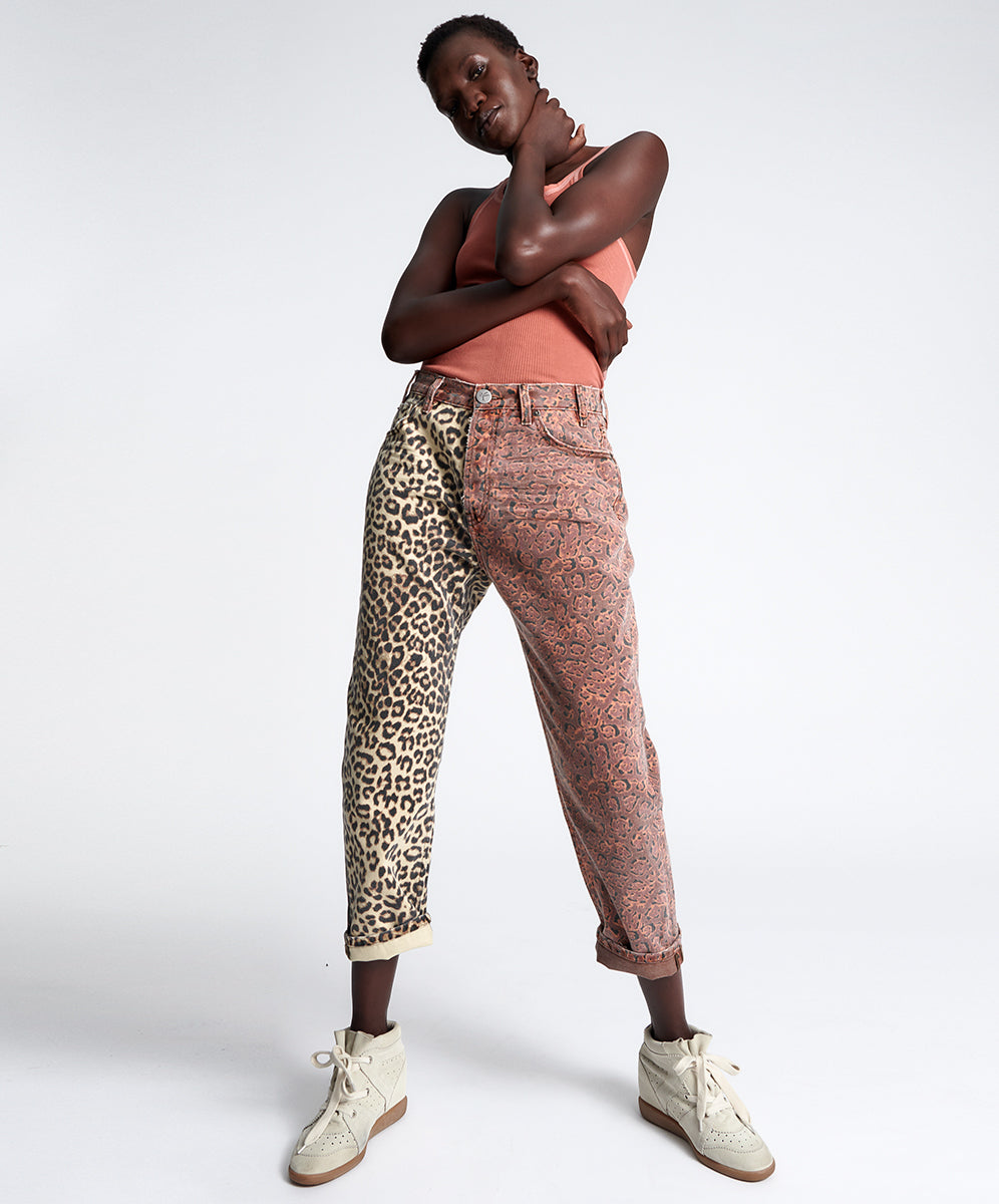 Outlet Sale Women's Jeans Bandits Low Waist Boyfriend Denim Jeans - Animal Saga