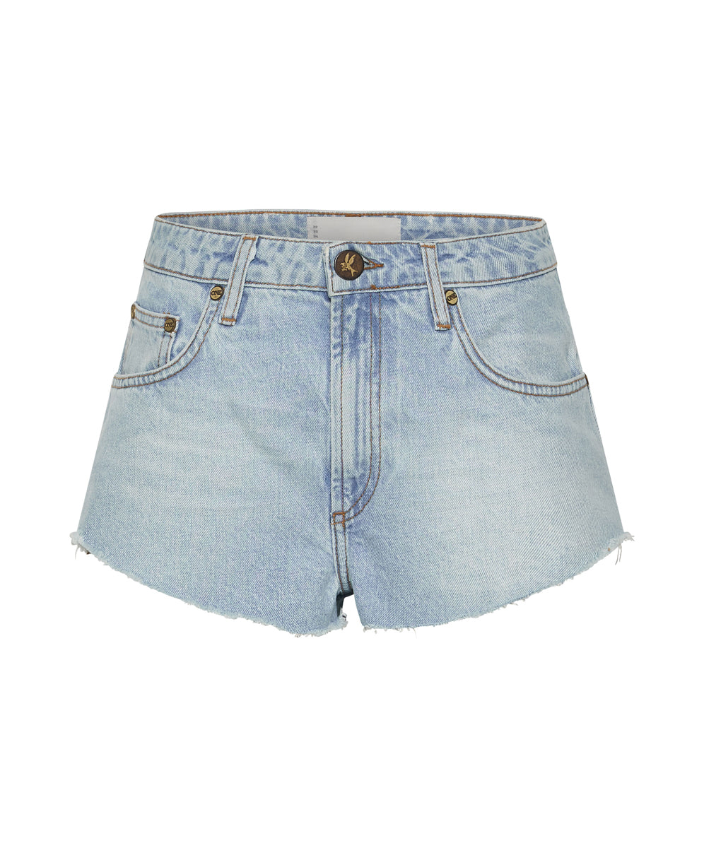 Dirty Blue Denim The One High Waist Cheeky Denim Shorts - Best Blue