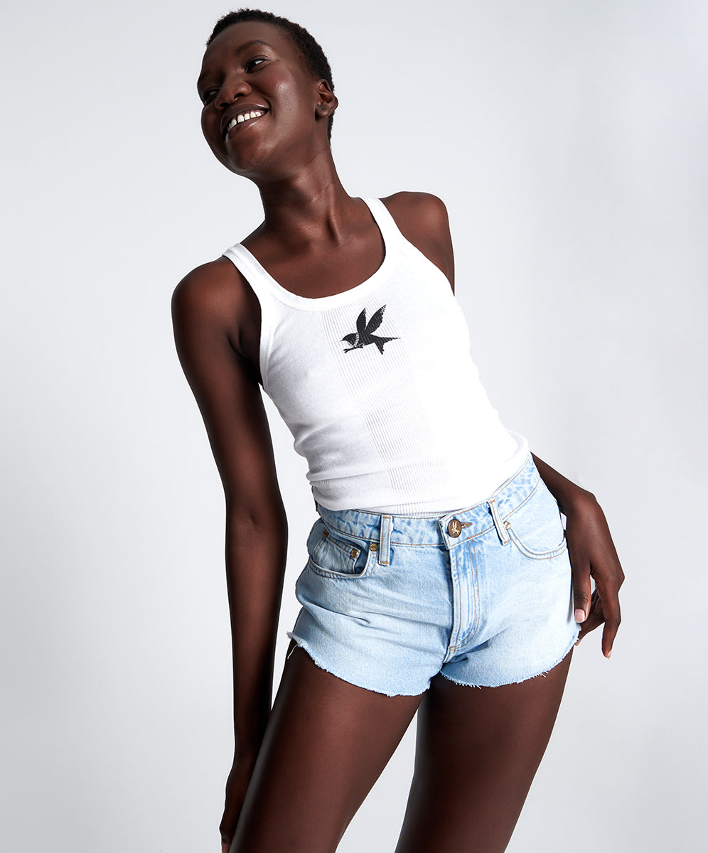 Dirty Blue Denim The One High Waist Cheeky Denim Shorts - Best Blue