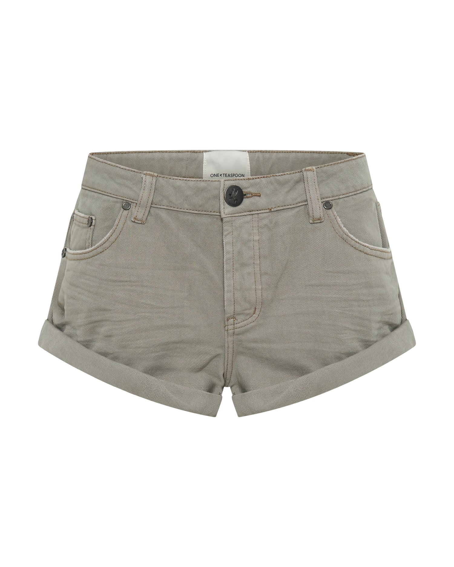 Bandits Low Waist Denim Shorts - Faded Khaki