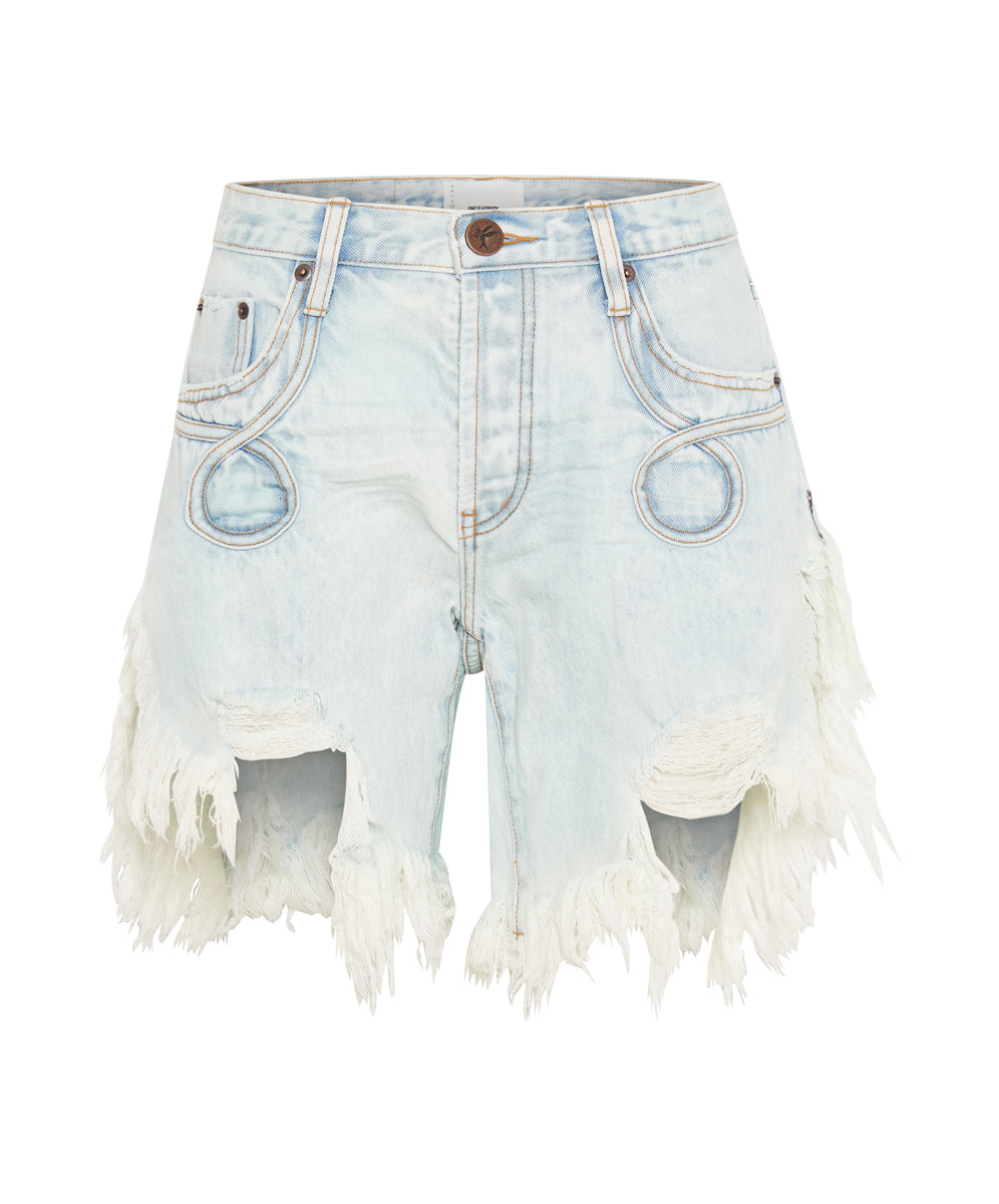 Last Stock Frankies Low Waist Long Length Denim Shorts - Florence