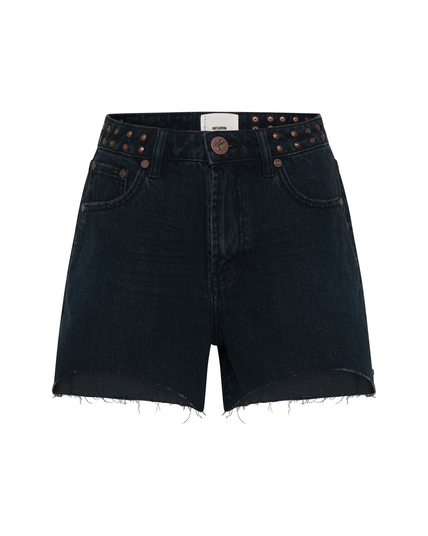 Last Stock Legends High Waist Mom Fit Denim Shorts - Fox Black