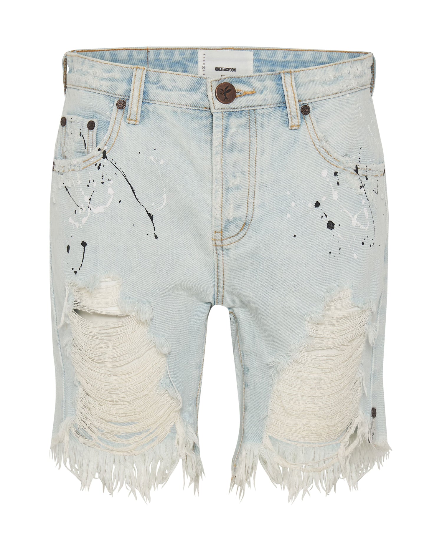 Last Stock Stevies Low Waist Waist Long Length Boyfriend Denim Shorts - Florence Painted