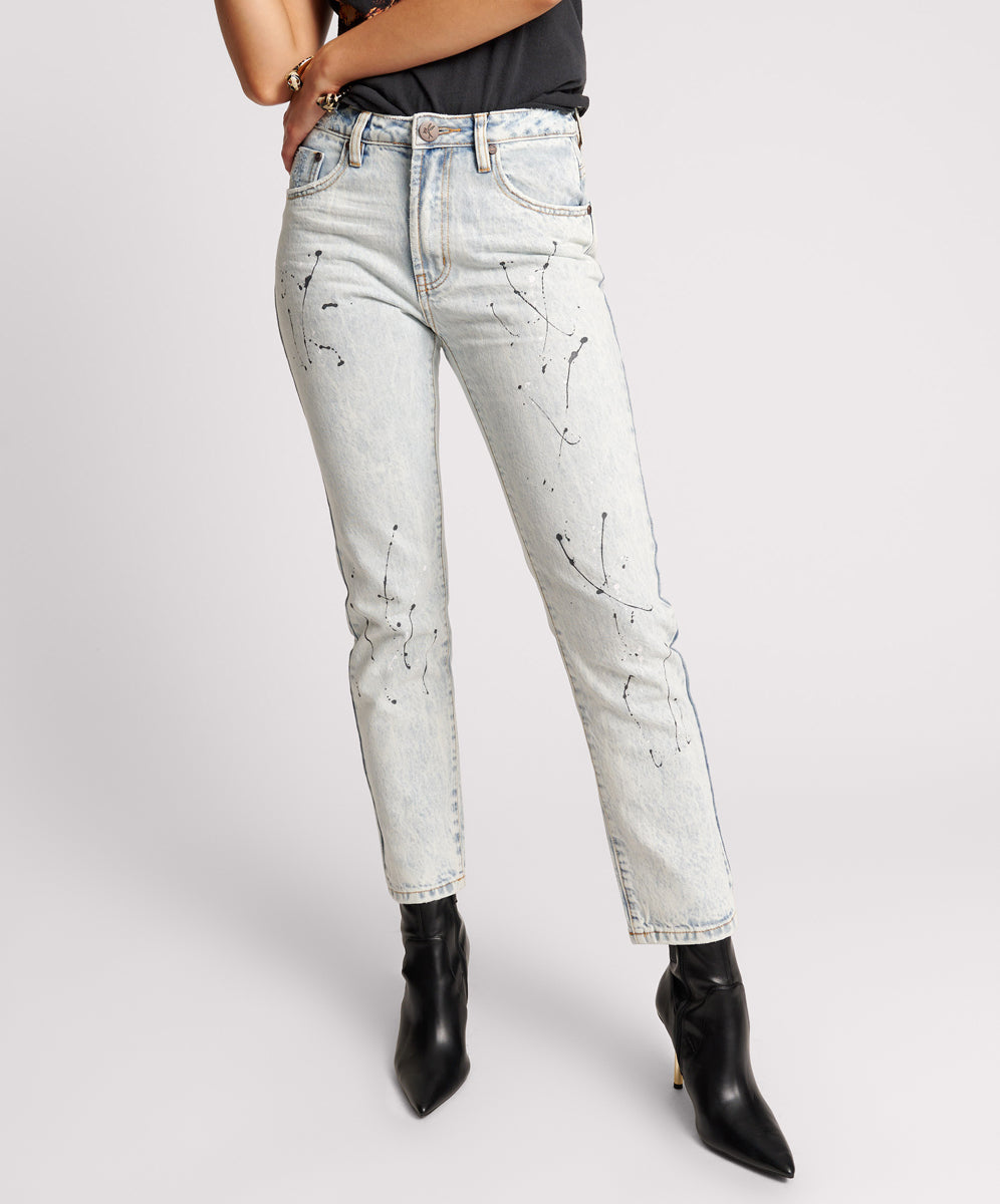 Awesome Baggies Jeans Awesome Baggies High Waist Straight Leg Denim Jeans - Florence Painted