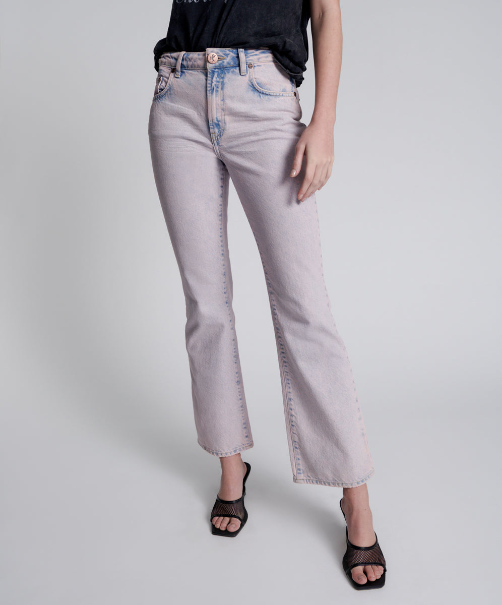 Women's Flare & Bootcut Jeans Charlie High Waist Slim Flared Denim Jeans - Pink Haze