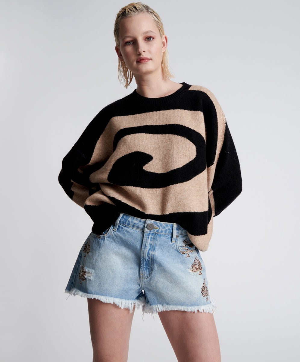 Dirty Blue Denim Truckers Mid Waist Relaxed Denim Shorts - Best Blue