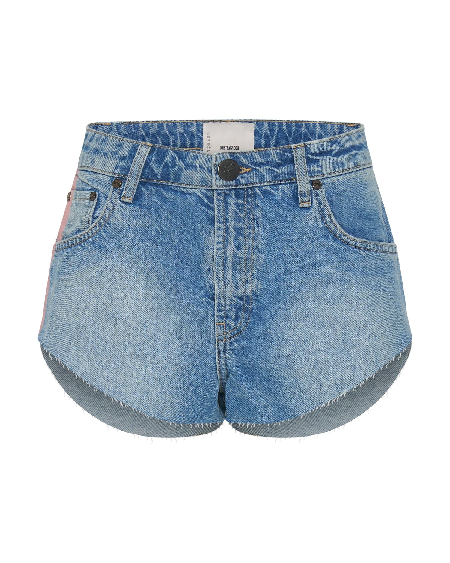Dirty Blue Denim The One High Waist Cheeky Denim Shorts - Linear Blue