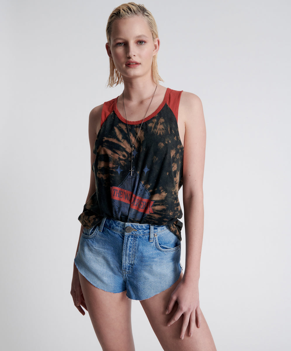 Dirty Blue Denim The One High Waist Cheeky Denim Shorts - Linear Blue