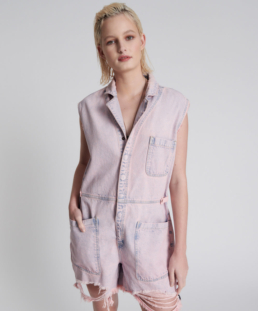 Last Stock Palisades Denim Overalls - Pink Haze