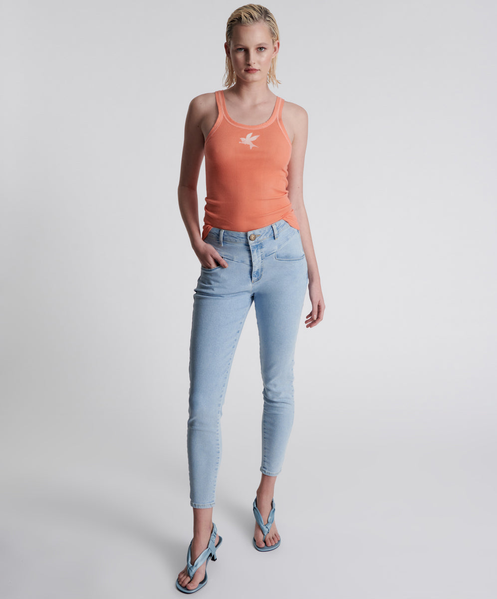 Last Stock Preachers High Waist Skinny Stretch Denim Jeans - Best Blue