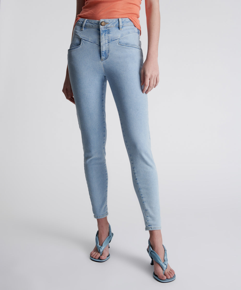 Last Stock Preachers High Waist Skinny Stretch Denim Jeans - Best Blue