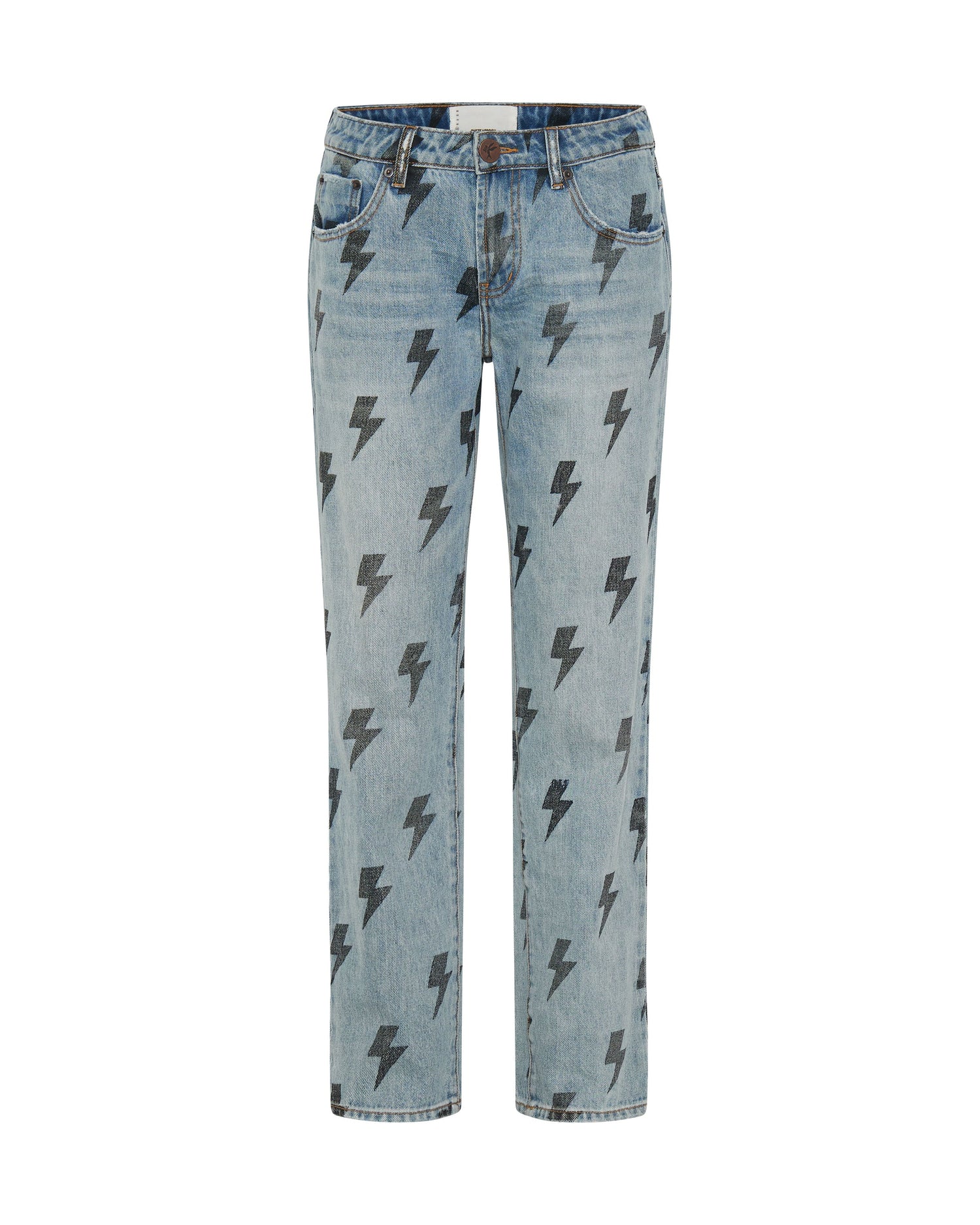 Dirty Blue Denim Trucker Low Waist Straight Leg Denim Jeans - Blue Lightning