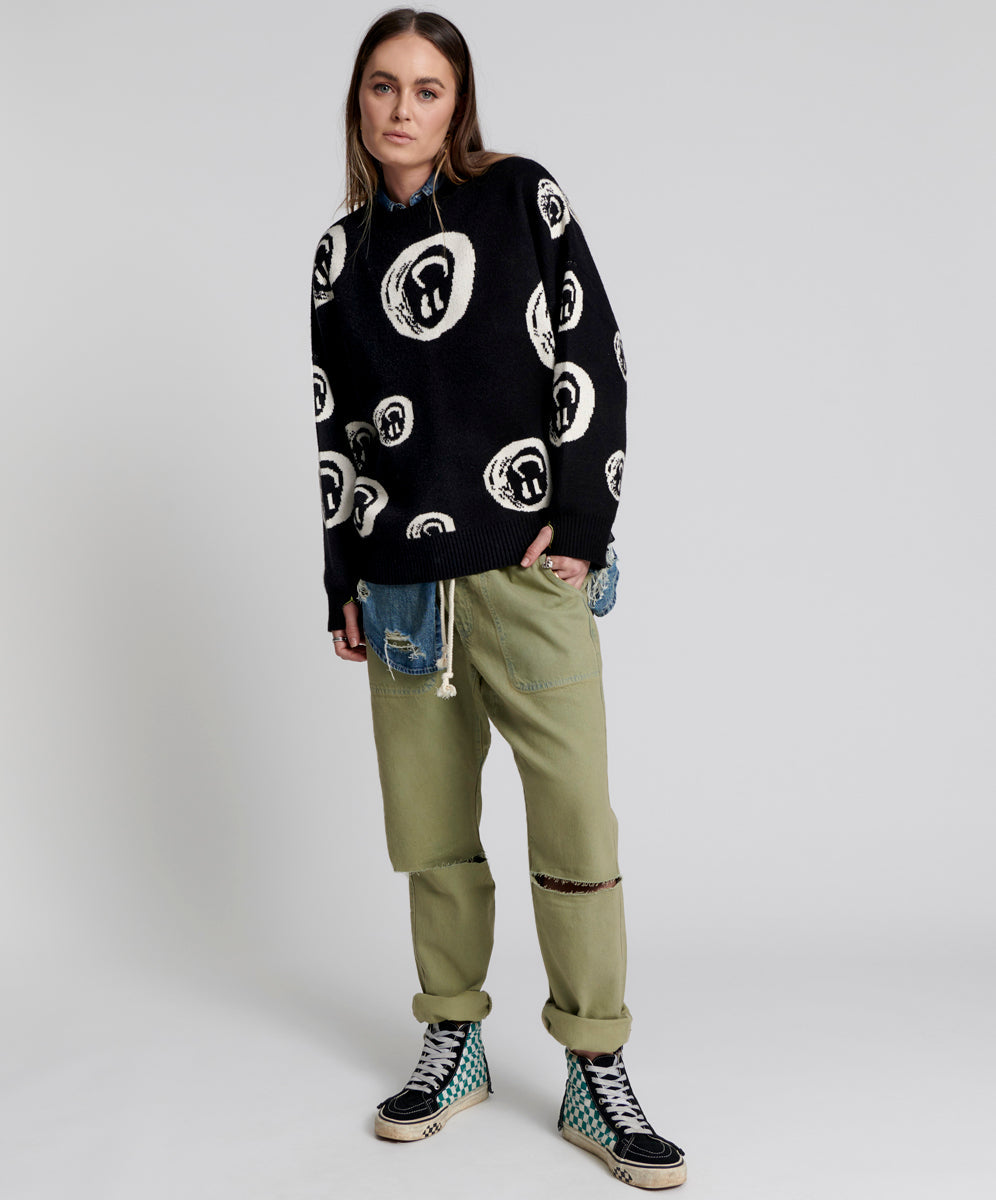 Khaki Edit Shabbies Low Waist Drawstring Boyfriend Denim Jeans - Khaki Haze