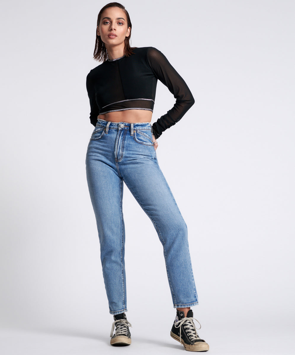 Outlet Sale Women's Jeans Legends High Waist Straight Leg Denim Jeans - Berlin Blue