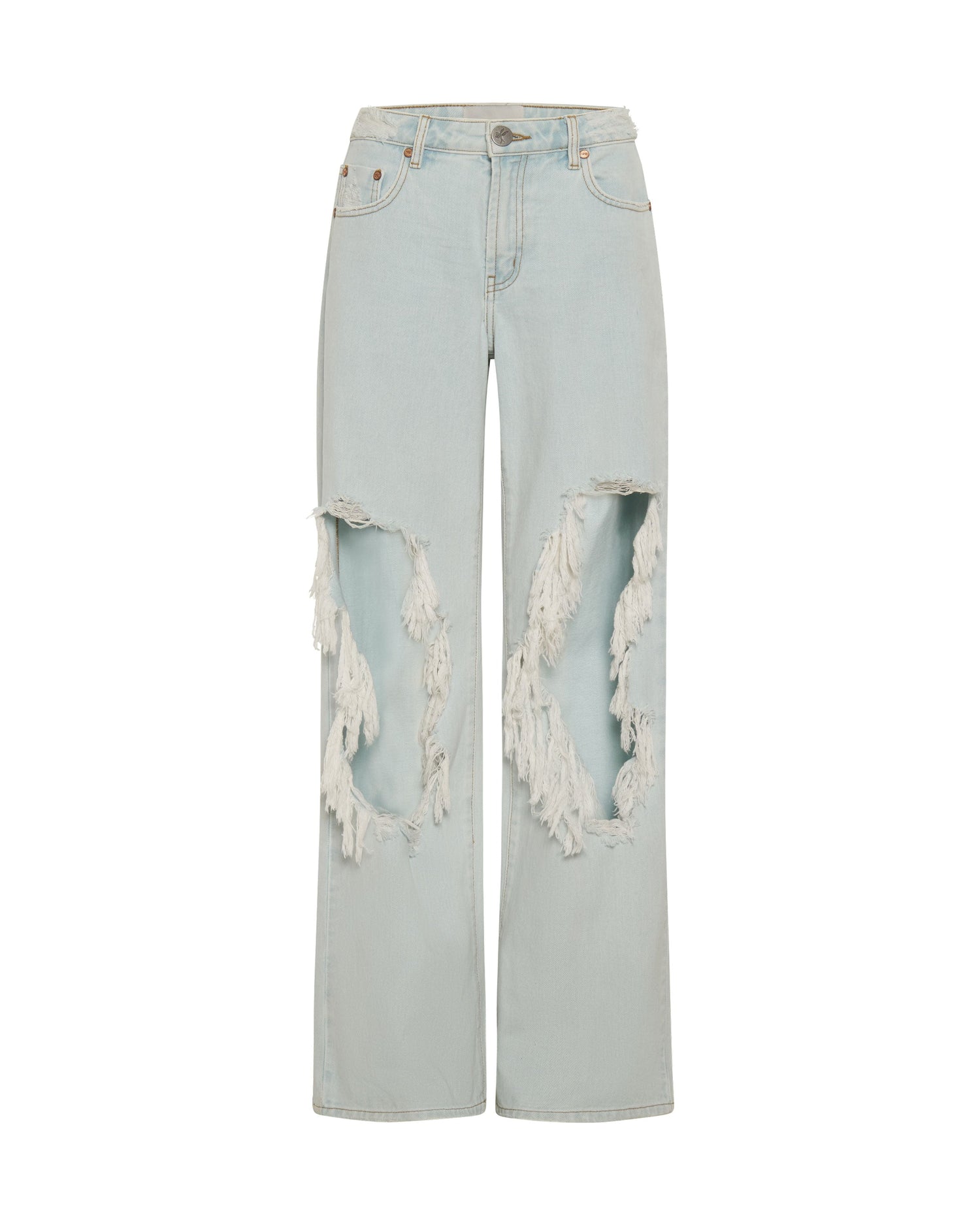 Dirty Blue Denim Jackson Mid Waist Wide Leg Denim Jeans - Le Surf