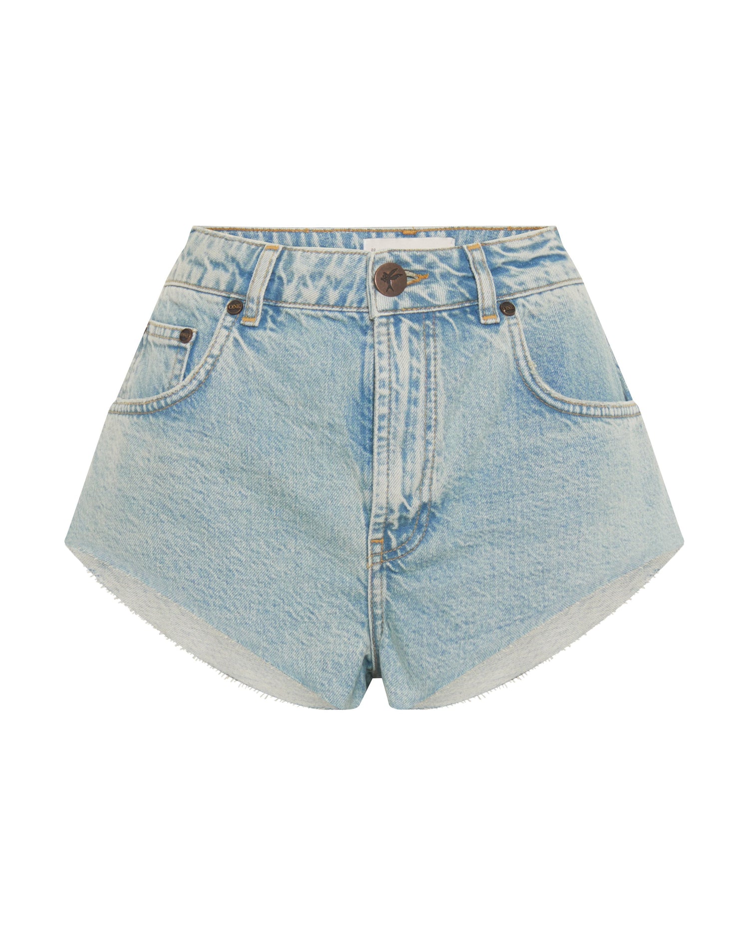 Dirty Blue Denim The One High Waist Cheeky Denim Shorts - Kansas Acid