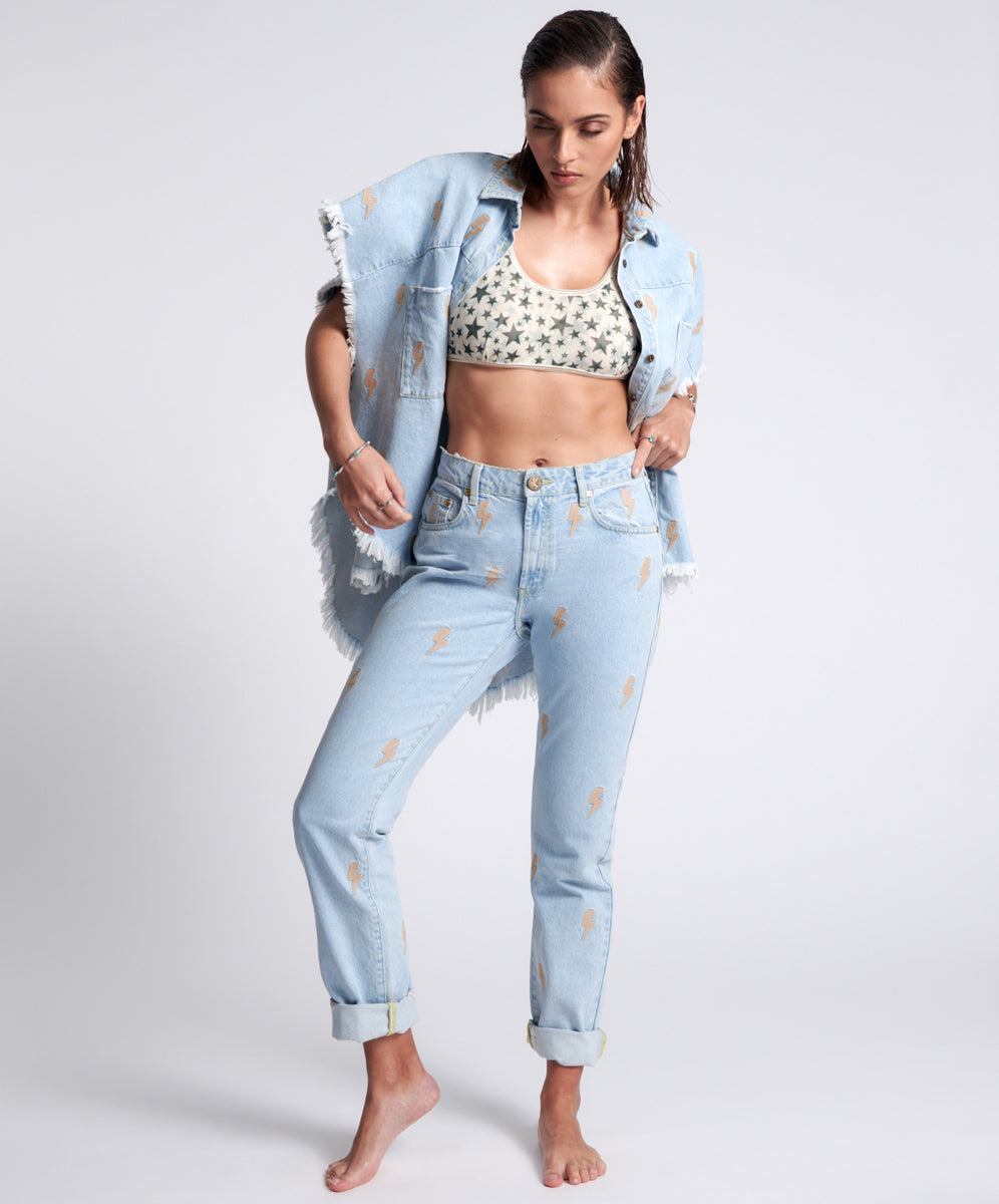 Dirty Blue Denim Awesome Baggies High Waist Straight Leg Denim Jeans - Best Blue