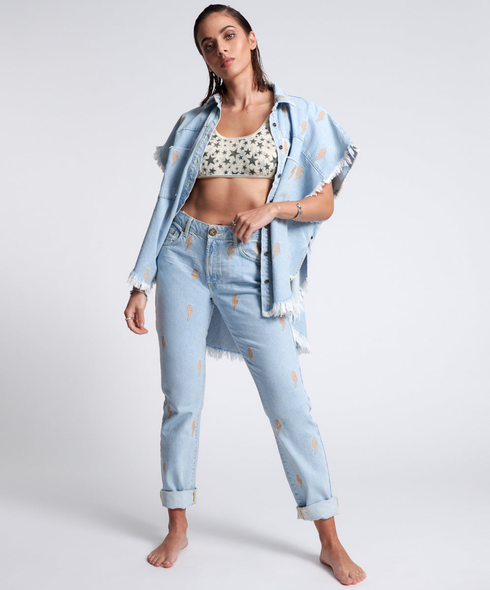 Dirty Blue Denim Awesome Baggies High Waist Straight Leg Denim Jeans - Best Blue