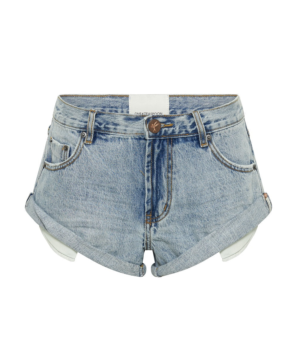 Bandits Low Waist Denim Shorts - Ocean Blue