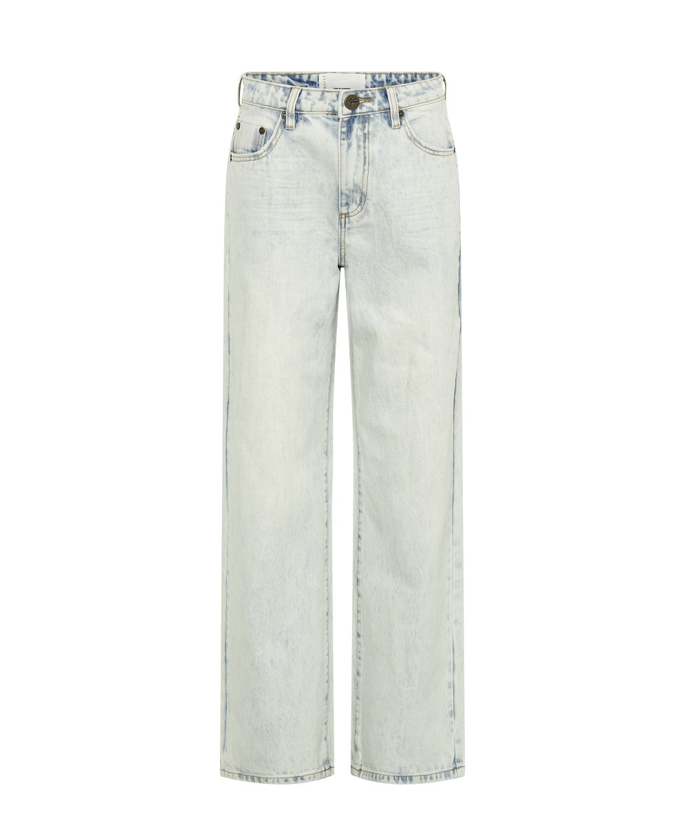 Dirty Blue Denim Jackson Mid Waist Wide Leg Denim Jeans - Florence