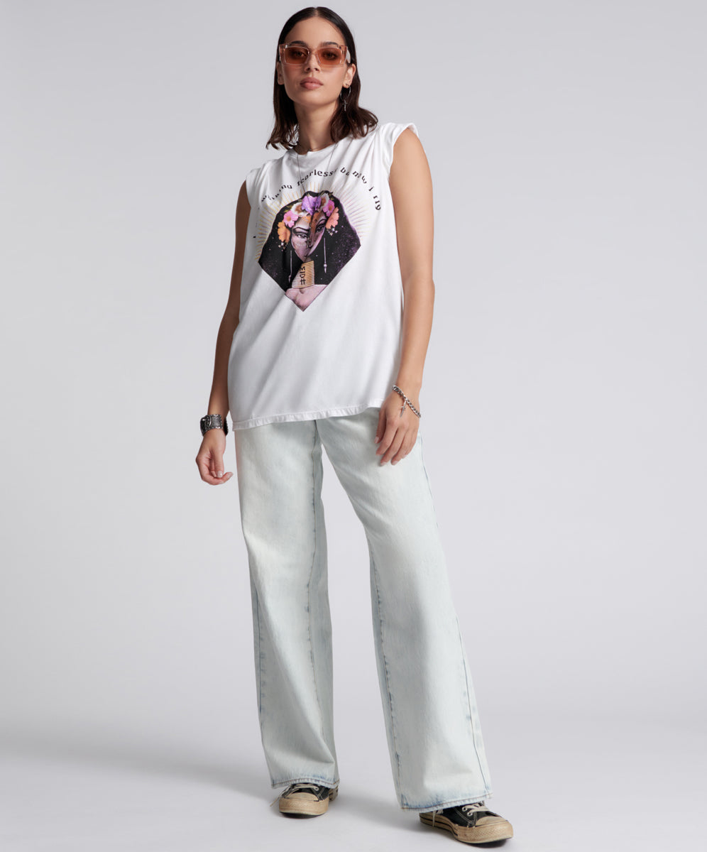 Dirty Blue Denim Jackson Mid Waist Wide Leg Denim Jeans - Florence