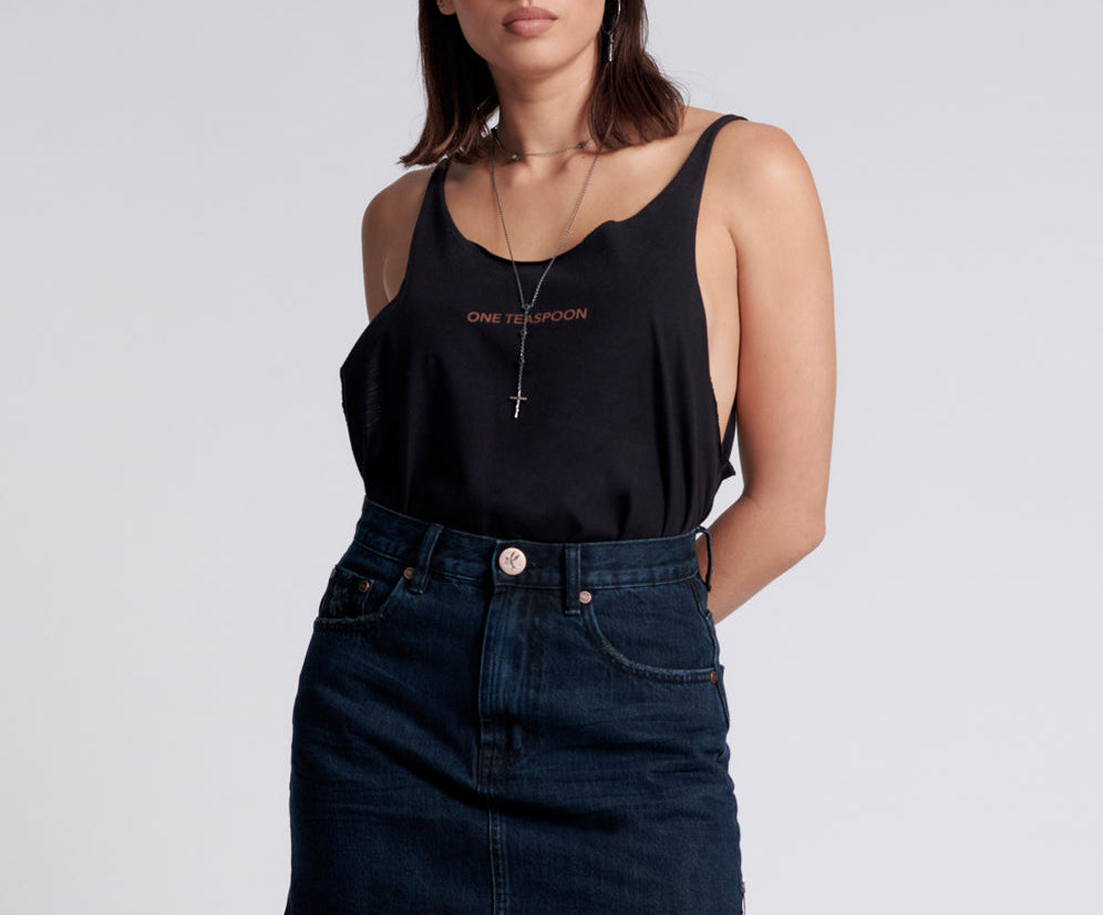 2020 High Waist Mini Denim Skirt - Fox Black