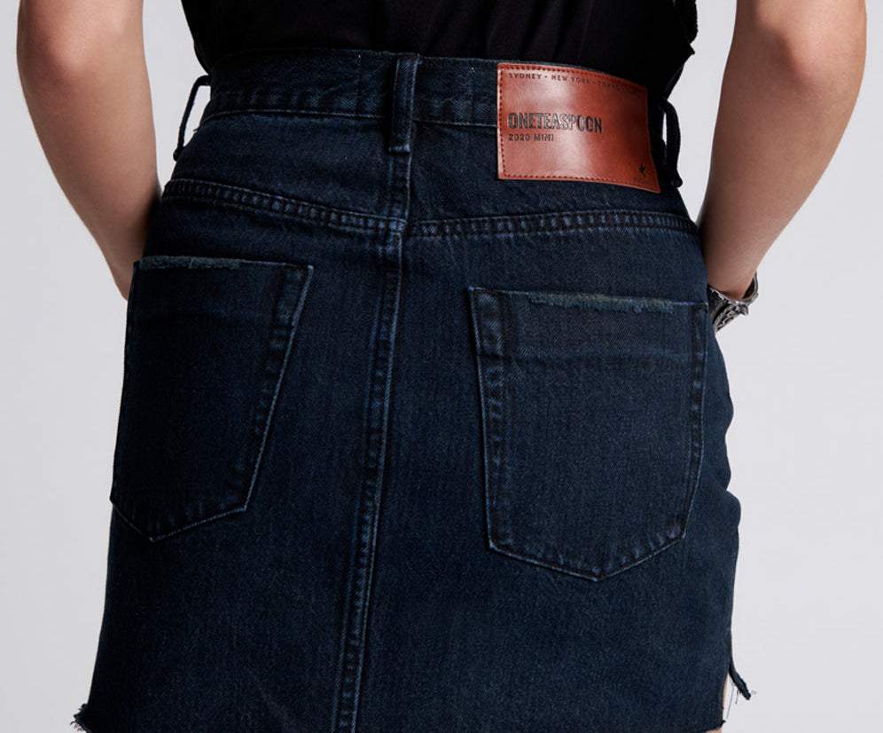 2020 High Waist Mini Denim Skirt - Fox Black
