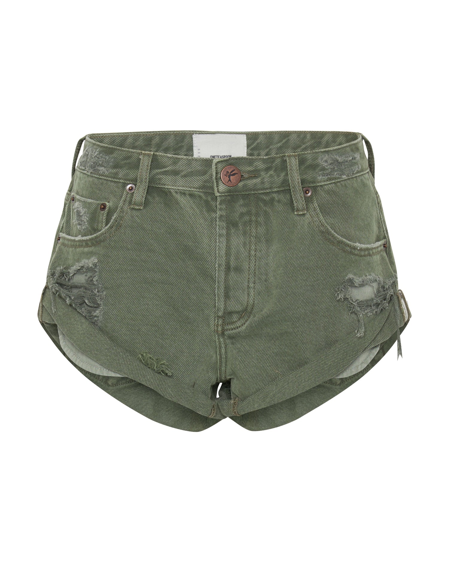 Khaki Edit Bandits Low Waist Denim Shorts - Archived Military Khaki