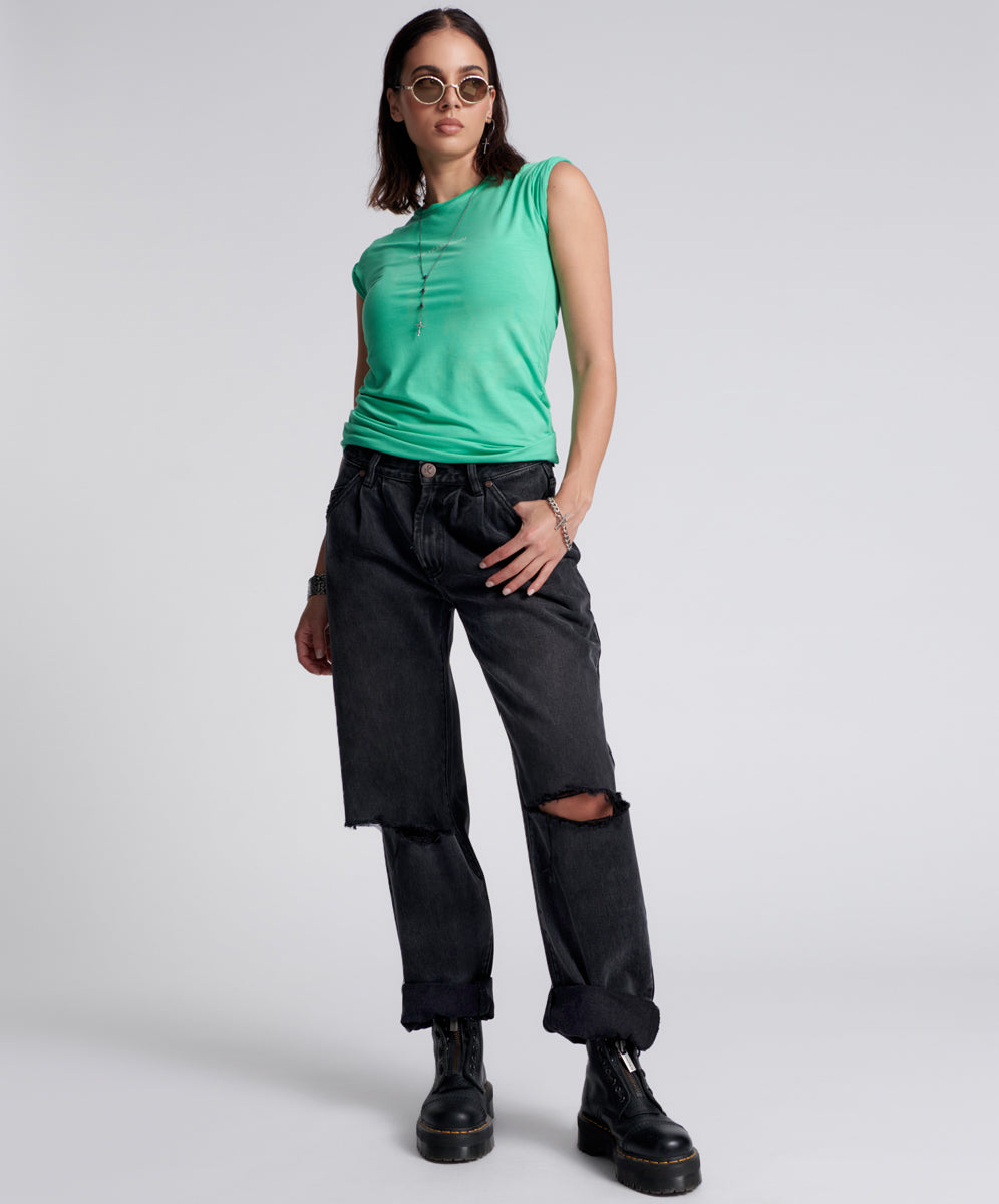 Outlet Sale Women's Jeans Smiths Low Waist Wide Leg Denim Jeans - Faded Black