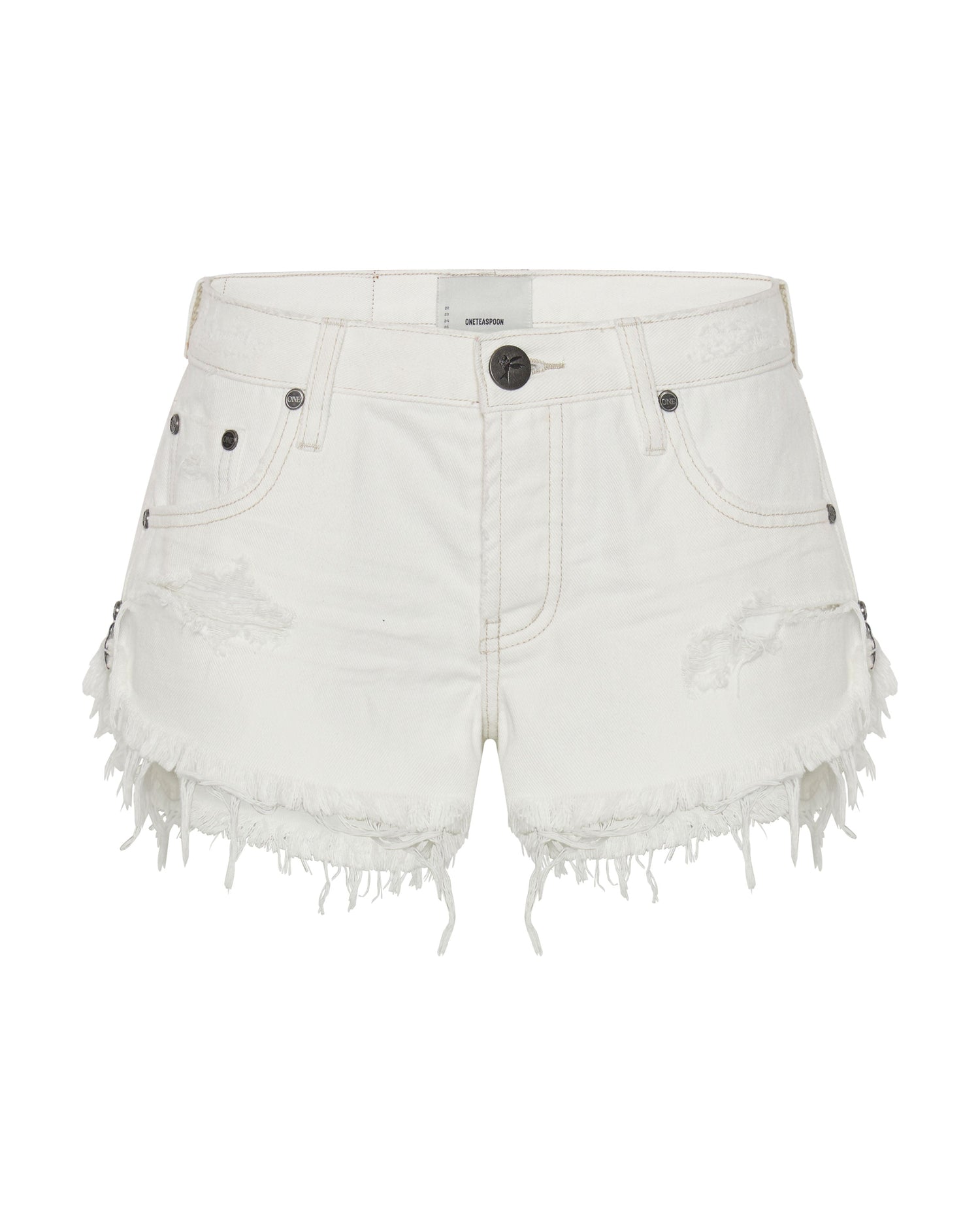 Dukes Low Waist Mini Denim Shorts - White Beauty