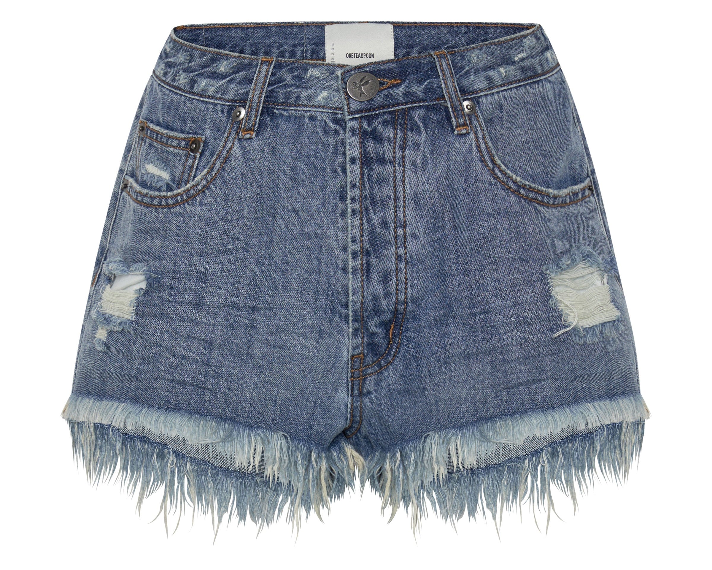 Le Wolves Mid Waist Mid Length Denim Shorts - Johnny Blue