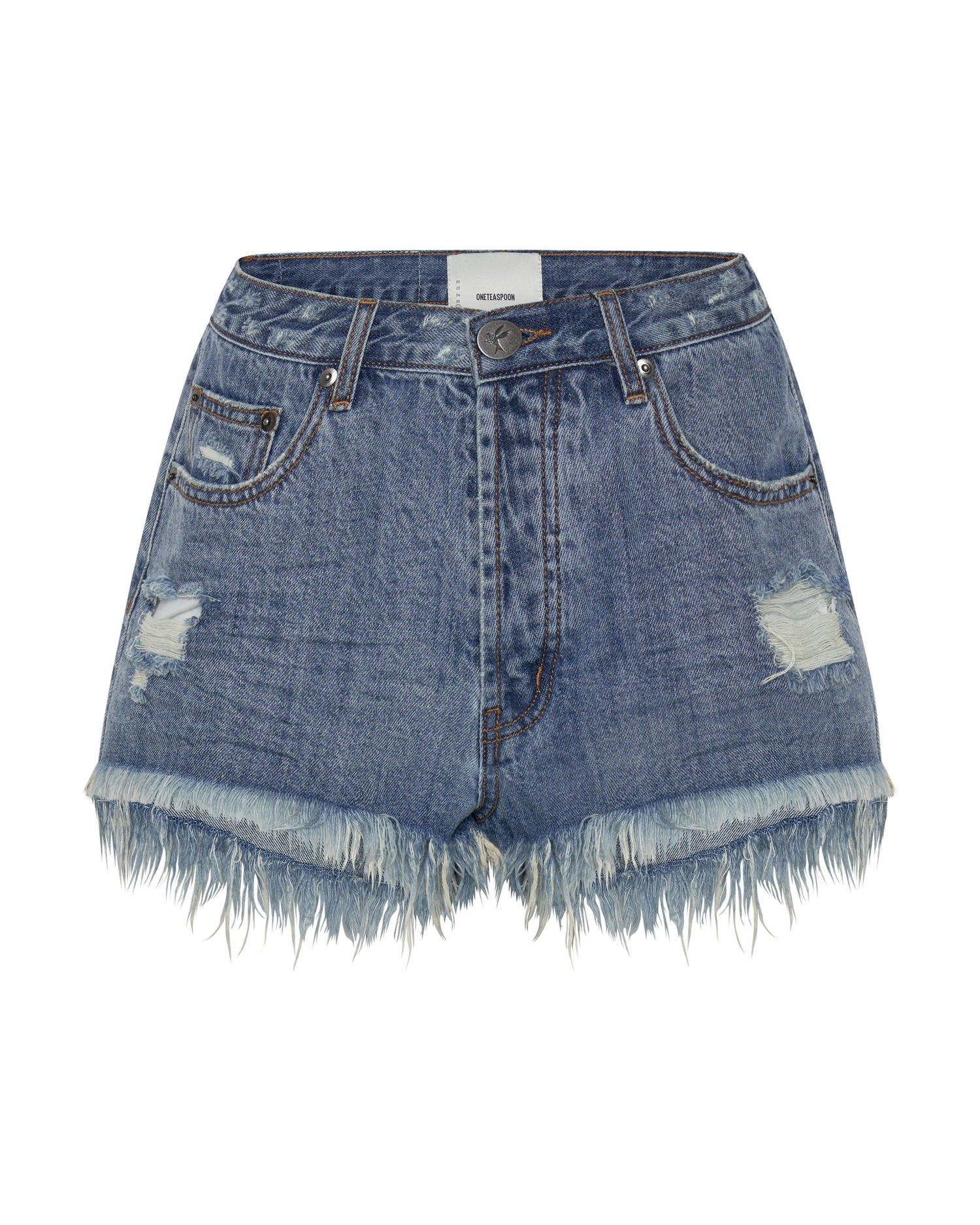 Dirty Blue Denim Le Wolves Mid Waist Mid Length Denim Shorts - Johnny Blue