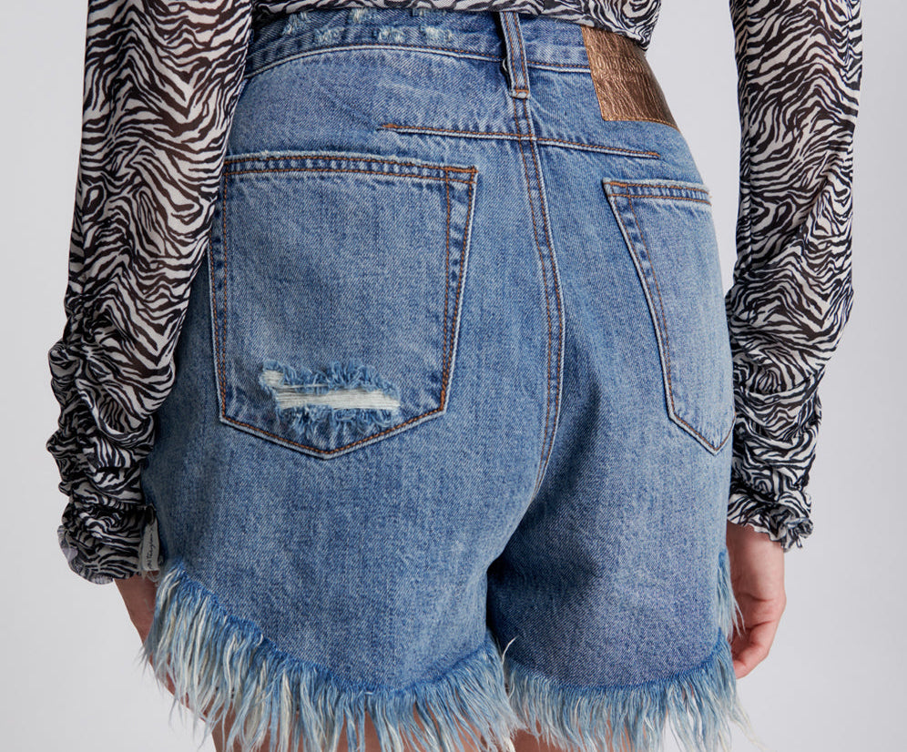 Le Wolves Mid Waist Mid Length Denim Shorts - Johnny Blue