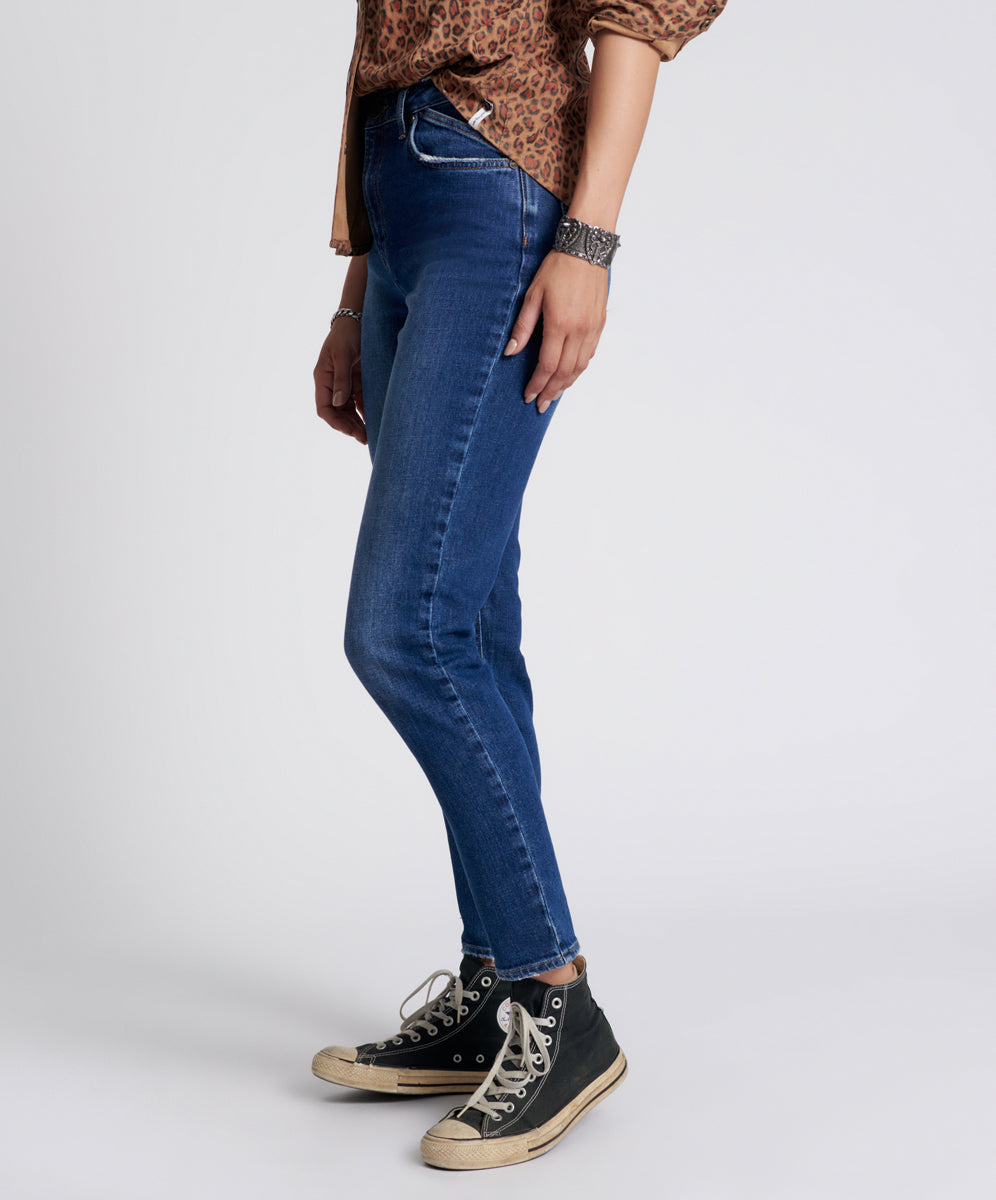 Last Stock Legends High Waist Straight Leg Denim Jeans - Power Blue