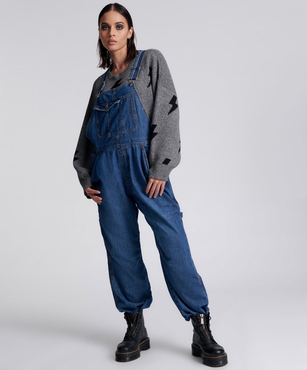 Last Stock Stanton St Long Denim Overalls - Blue Night