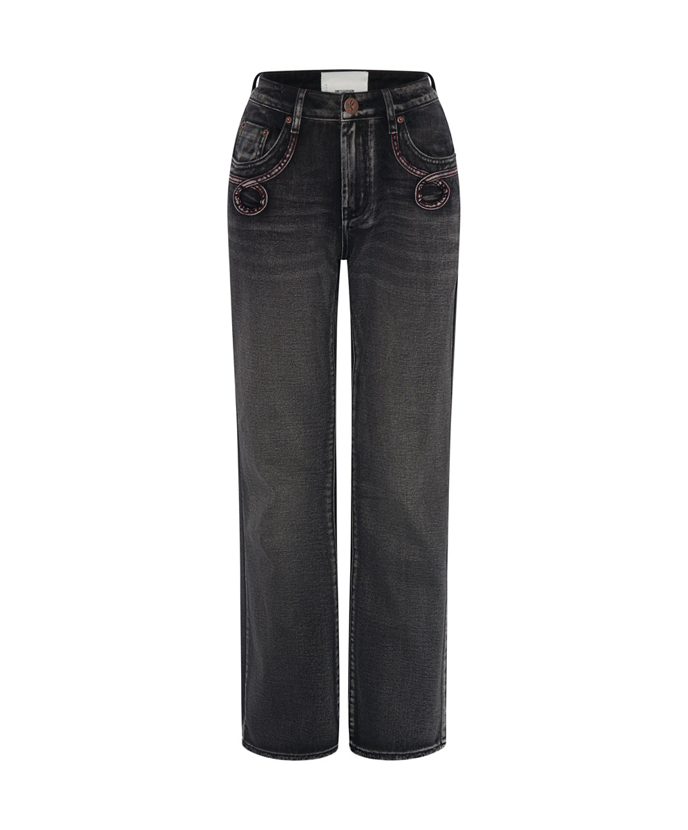 Women's Flare & Bootcut Jeans Charlie High Waist Slim Flared Denim Jeans - Faded Black