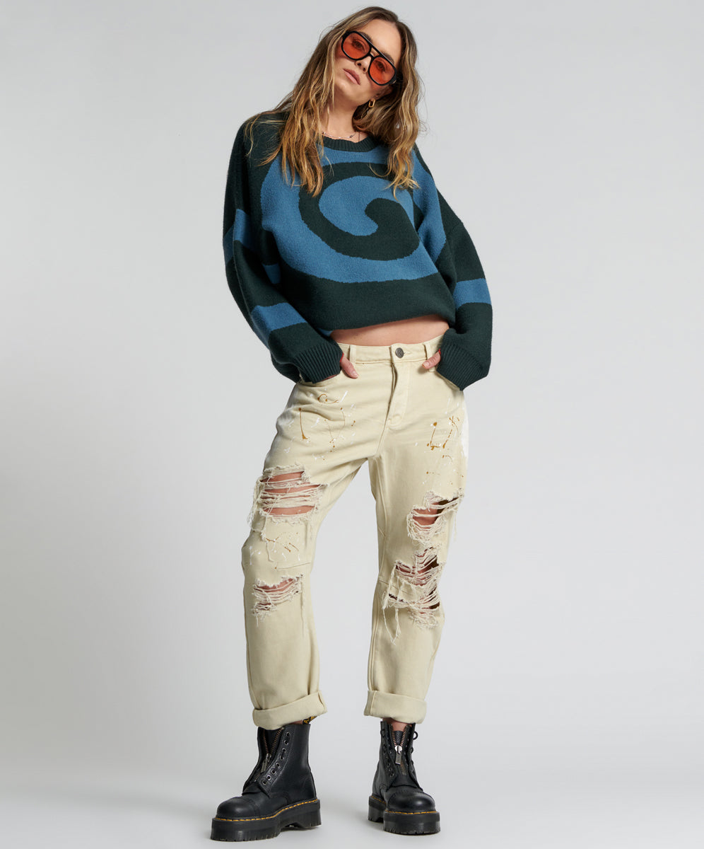 Last Stock Saints Low Waist Boyfriend Denim Jeans - Vegas Gold