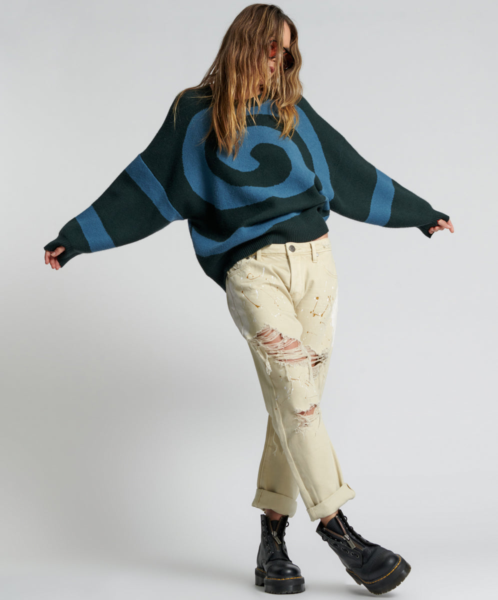Last Stock Saints Low Waist Boyfriend Denim Jeans - Vegas Gold