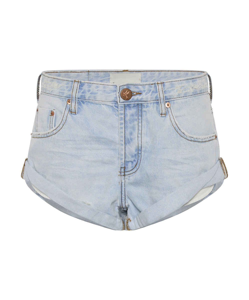 Dirty Blue Denim Bandits Low Waist Denim Shorts - Archived Casanova Blue